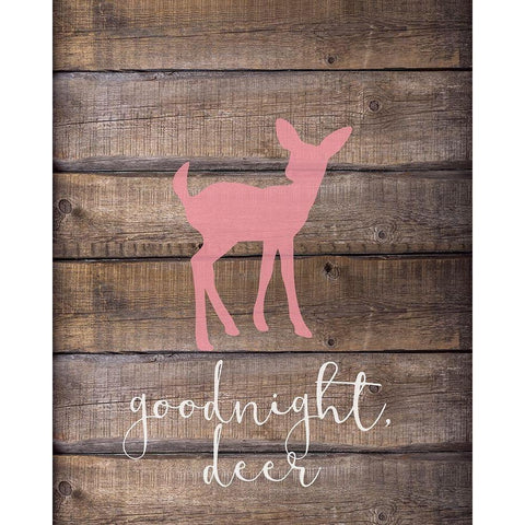 Goodnight Deer Pink Black Modern Wood Framed Art Print with Double Matting by Kimberly, Allen