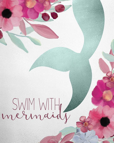 Ride and Swim 2 White Modern Wood Framed Art Print with Double Matting by Kimberly, Allen