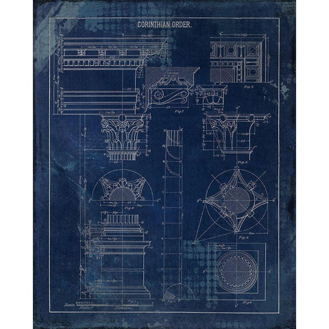 Details 1 Blue Black Modern Wood Framed Art Print with Double Matting by Kimberly, Allen