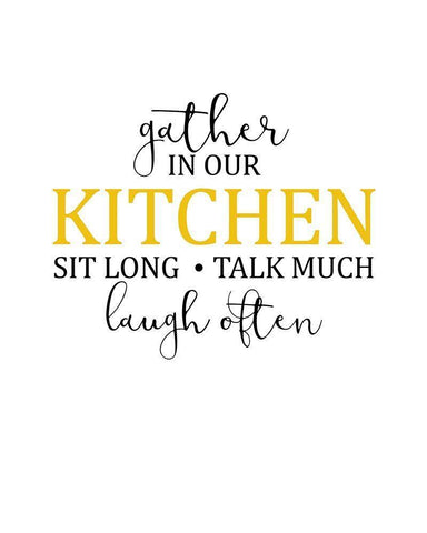 Gather in Our Kitchen White Modern Wood Framed Art Print with Double Matting by Kimberly, Allen