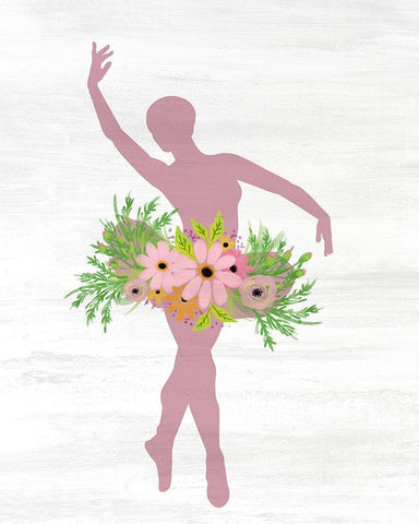 Ballet All Day 1 White Modern Wood Framed Art Print with Double Matting by Kimberly, Allen