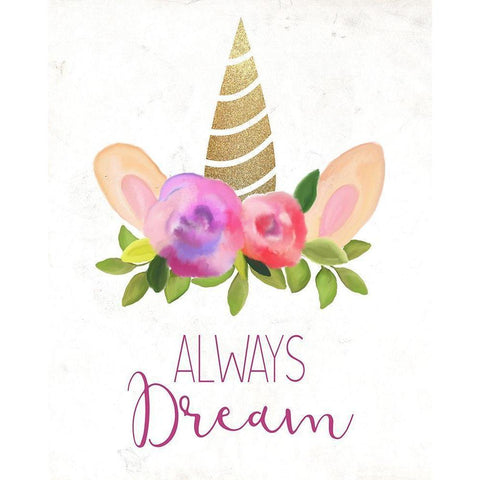 Always Dream 1 White Modern Wood Framed Art Print by Kimberly, Allen