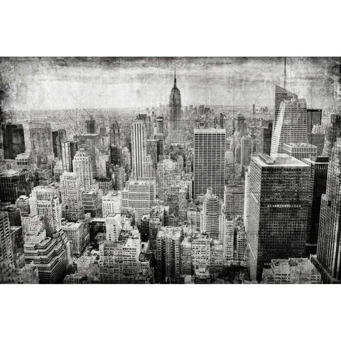 Manhattan Fom The Sky Black Modern Wood Framed Art Print with Double Matting by Allen, Kimberly