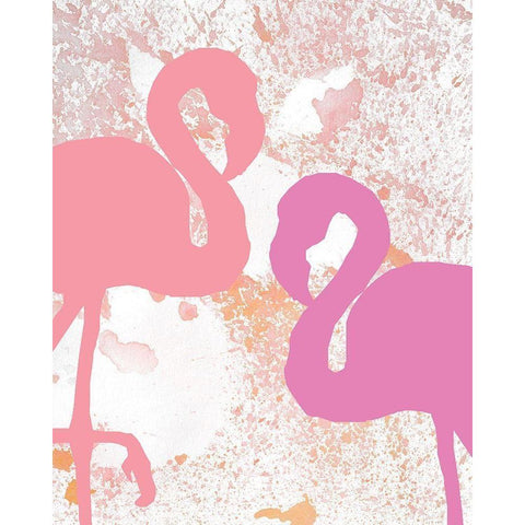 Flamingo Love 1 Black Modern Wood Framed Art Print with Double Matting by Kimberly, Allen