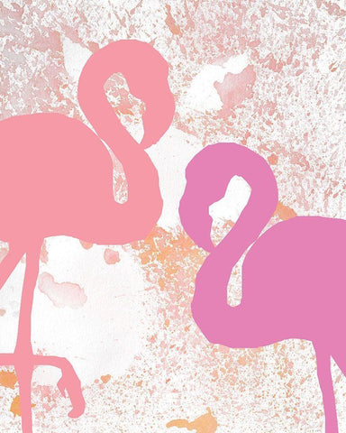 Flamingo Love 1 White Modern Wood Framed Art Print with Double Matting by Kimberly, Allen