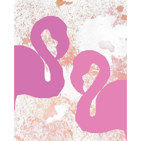 Flamingo Love 2 White Modern Wood Framed Art Print by Kimberly, Allen