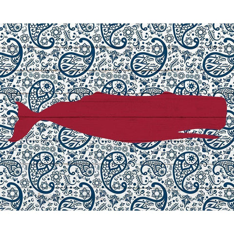 Paisley Whale 1 White Modern Wood Framed Art Print by Kimberly, Allen