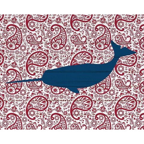 Paisley Whale 2 Black Modern Wood Framed Art Print with Double Matting by Kimberly, Allen
