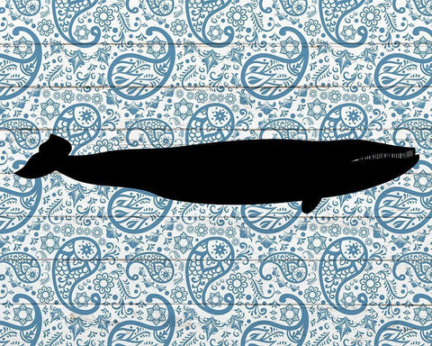 Paisley Whale 3 Black Ornate Wood Framed Art Print with Double Matting by Kimberly, Allen