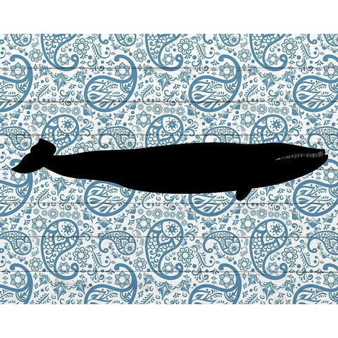 Paisley Whale 3 Black Modern Wood Framed Art Print with Double Matting by Kimberly, Allen