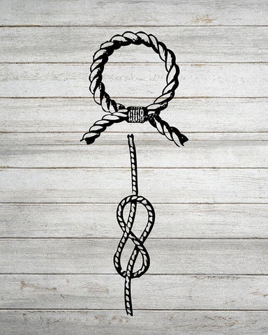 Nautical Knots 1 White Modern Wood Framed Art Print with Double Matting by Kimberly, Allen