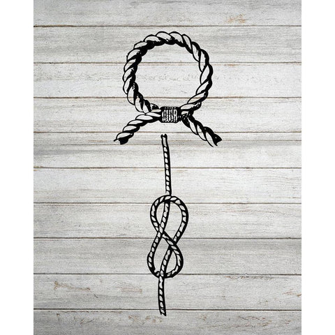 Nautical Knots 1 Black Modern Wood Framed Art Print with Double Matting by Kimberly, Allen