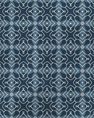 Navy Pattern 2 White Modern Wood Framed Art Print with Double Matting by Kimberly, Allen