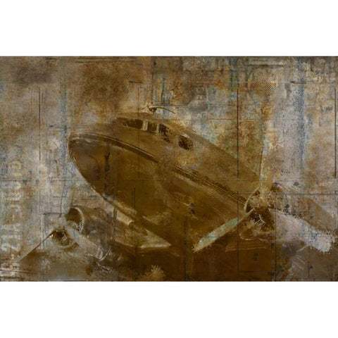 Vintage Airplane Black Modern Wood Framed Art Print with Double Matting by Allen, Kimberly