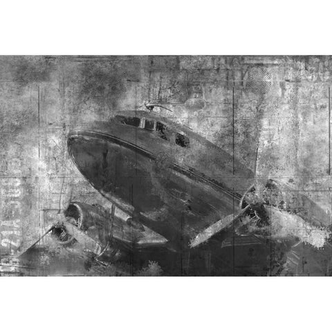 Vintage Airplane Black and White White Modern Wood Framed Art Print by Allen, Kimberly