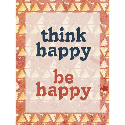 Think Happy Black Modern Wood Framed Art Print with Double Matting by Kimberly, Allen