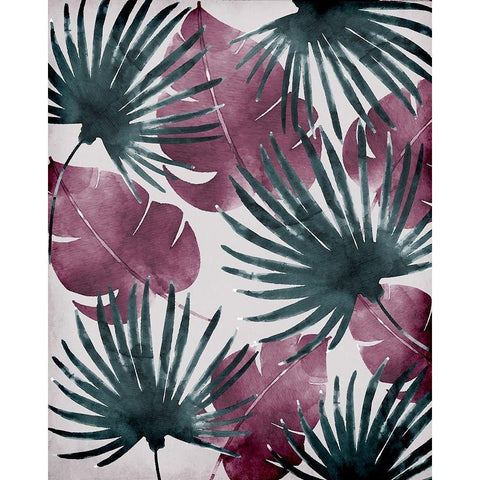 Palms 1 Black Modern Wood Framed Art Print with Double Matting by Kimberly, Allen