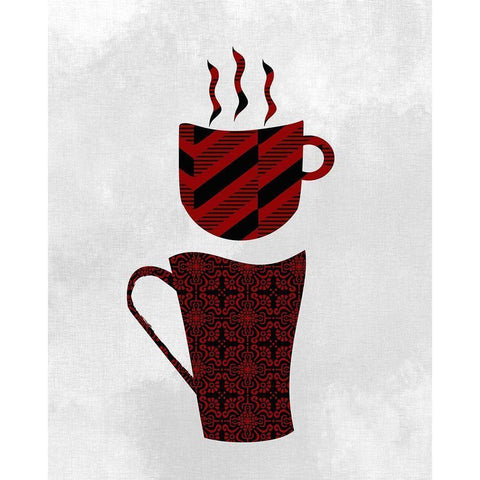 Coffee Pattern 1 Black Modern Wood Framed Art Print with Double Matting by Kimberly, Allen