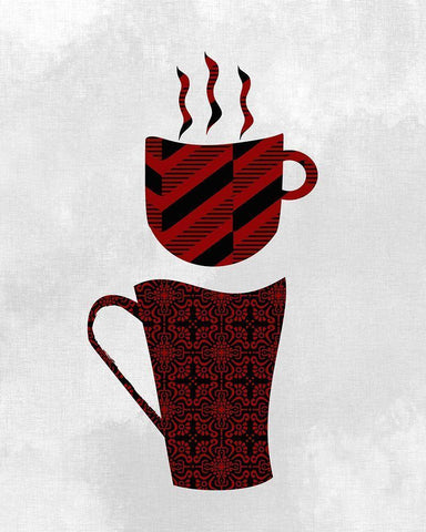 Coffee Pattern 1 Black Ornate Wood Framed Art Print with Double Matting by Kimberly, Allen