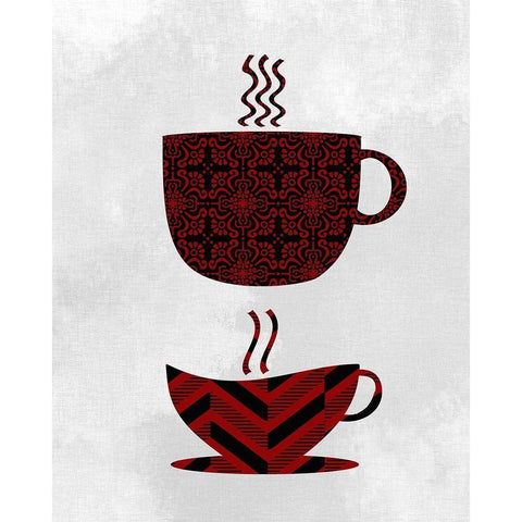 Coffee Pattern 2 Black Modern Wood Framed Art Print with Double Matting by Kimberly, Allen