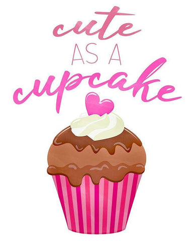 Cute as a Cupcake White Modern Wood Framed Art Print with Double Matting by Kimberly, Allen