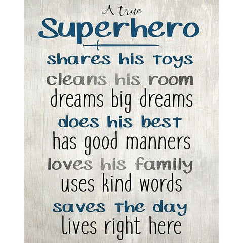 A True Super Hero Black Modern Wood Framed Art Print with Double Matting by Kimberly, Allen
