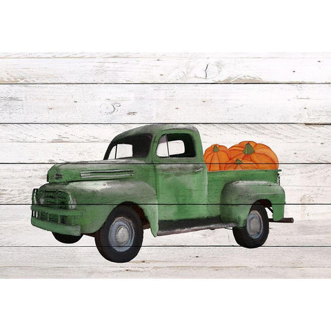 Pumpkin Truck White Modern Wood Framed Art Print by Kimberly, Allen