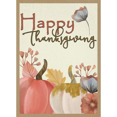 Happy Thanksgiving Floral White Modern Wood Framed Art Print by Kimberly, Allen