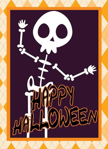 Skeleton Halloween White Modern Wood Framed Art Print with Double Matting by Kimberly, Allen