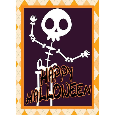 Skeleton Halloween White Modern Wood Framed Art Print by Kimberly, Allen