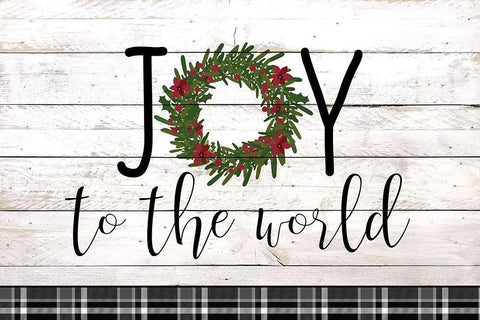 Joy to the World Wreath White Modern Wood Framed Art Print with Double Matting by Kimberly, Allen
