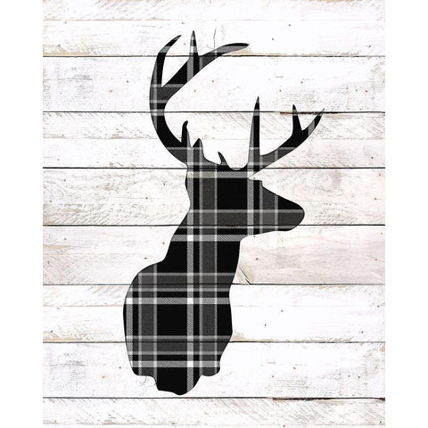 Reindeer Silhouette Black Modern Wood Framed Art Print with Double Matting by Kimberly, Allen