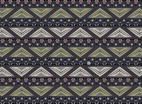 Triba Pattern White Modern Wood Framed Art Print with Double Matting by Kimberly, Allen