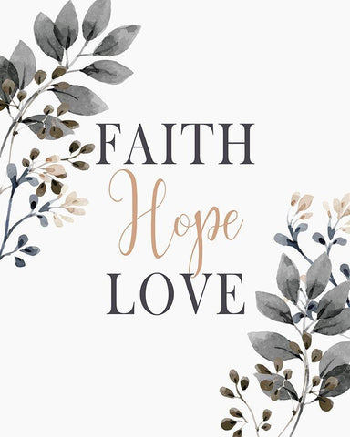 Faith Hope Love White Modern Wood Framed Art Print with Double Matting by Kimberly, Allen