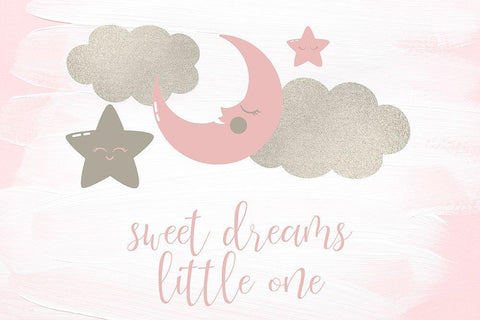 Sweet Dreams Little One Black Ornate Wood Framed Art Print with Double Matting by Kimberly, Allen