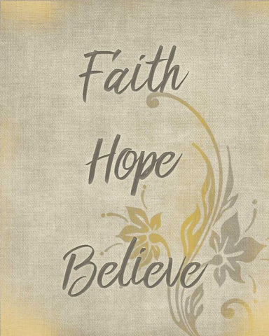 Faith Hope Believe White Modern Wood Framed Art Print with Double Matting by Allen, Kimberly