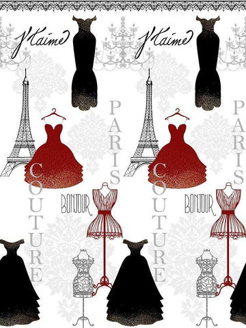 Paris Couture 2 White Modern Wood Framed Art Print with Double Matting by Kimberly, Allen