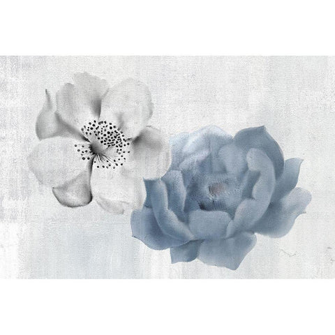 Blue and White Black Modern Wood Framed Art Print with Double Matting by Kimberly, Allen