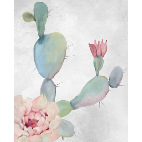 Cactus Blooming 1 White Modern Wood Framed Art Print by Kimberly, Allen