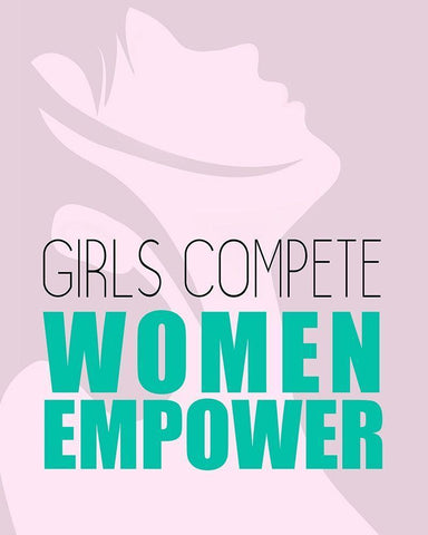Girls Compete Black Ornate Wood Framed Art Print with Double Matting by Kimberly, Allen