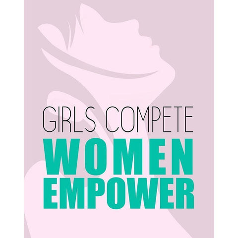 Girls Compete White Modern Wood Framed Art Print by Kimberly, Allen