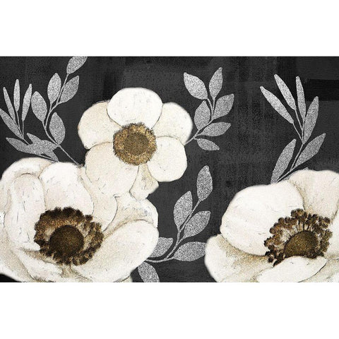 Gilded Anemones Black Modern Wood Framed Art Print by Kimberly, Allen