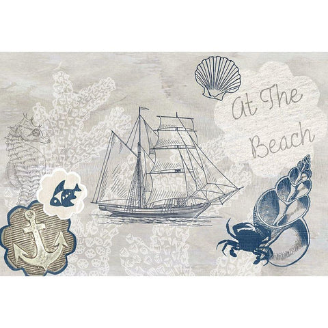 At the Beach Gold Ornate Wood Framed Art Print with Double Matting by Kimberly, Allen