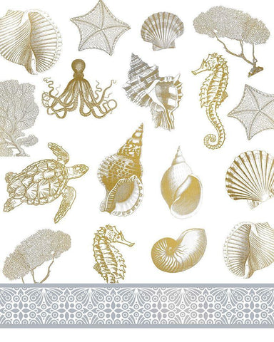 Azure Coastal 3 White Modern Wood Framed Art Print with Double Matting by Kimberly, Allen