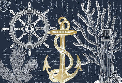 Sea Letters Black Ornate Wood Framed Art Print with Double Matting by Kimberly, Allen