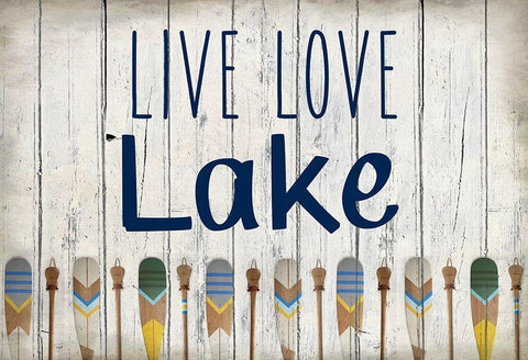 Live Love Lake White Modern Wood Framed Art Print with Double Matting by Kimberly, Allen