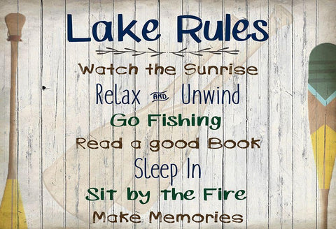 Lake Rules White Modern Wood Framed Art Print with Double Matting by Kimberly, Allen