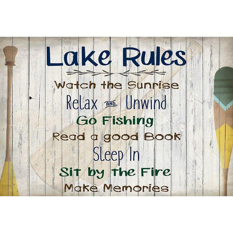 Lake Rules Black Modern Wood Framed Art Print with Double Matting by Kimberly, Allen