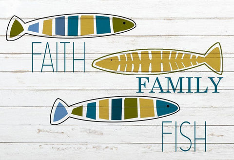 Faith and Fish White Modern Wood Framed Art Print with Double Matting by Kimberly, Allen