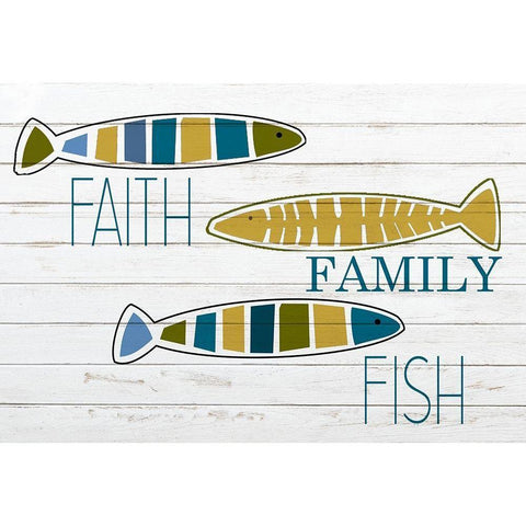 Faith and Fish White Modern Wood Framed Art Print by Kimberly, Allen
